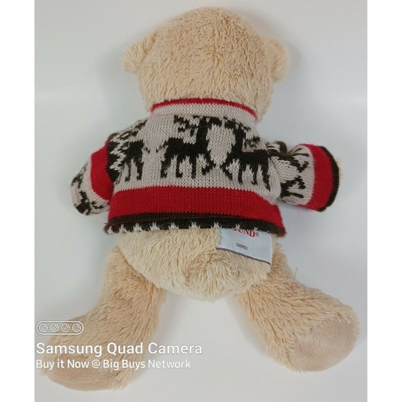 GUND Tan 12" Teddy Bear Plush Brown Thread Nose🧸 in Knit Reindeer Art  Sweater - Picture 5 of 12